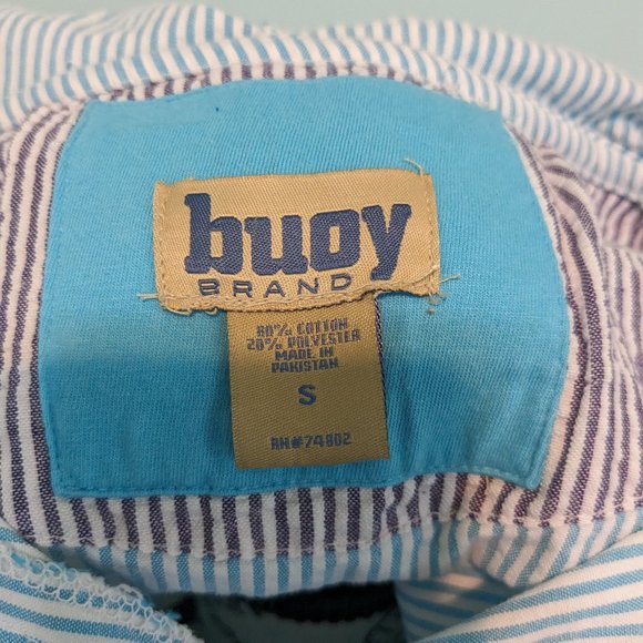 Bouy Brand Hoodie Women small Blue Stripe Roll Tab Sleeve Preppy Beachy - Picture 3 of 3